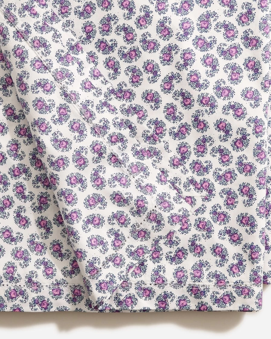 J.Crew White and Purple Paisley Pattern Tablecloth