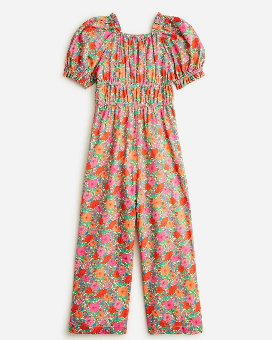 J.Crew Girls' Pink Puff-Sleeve Liberty® Fabric Jumpsuit for Kids