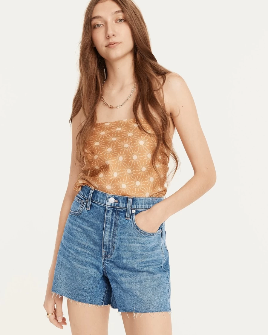 J.Crew Women's High-Rise Denim Shorts in Juniper Wash - Classic Blue Jeans for Women
