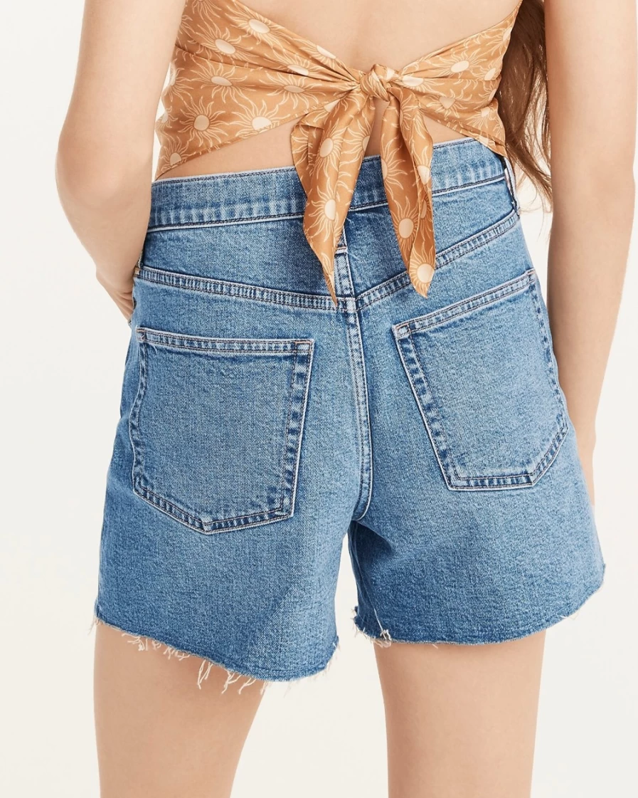 J.Crew Women's High-Rise Denim Shorts in Juniper Wash - Classic Blue Jeans for Women