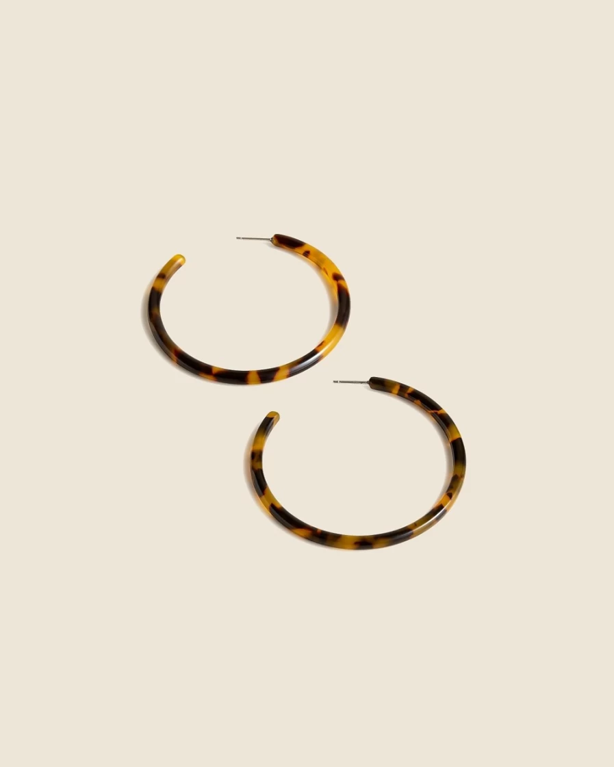 J.Crew Women's Tortoise Hoop Earrings | Classic Shell Design