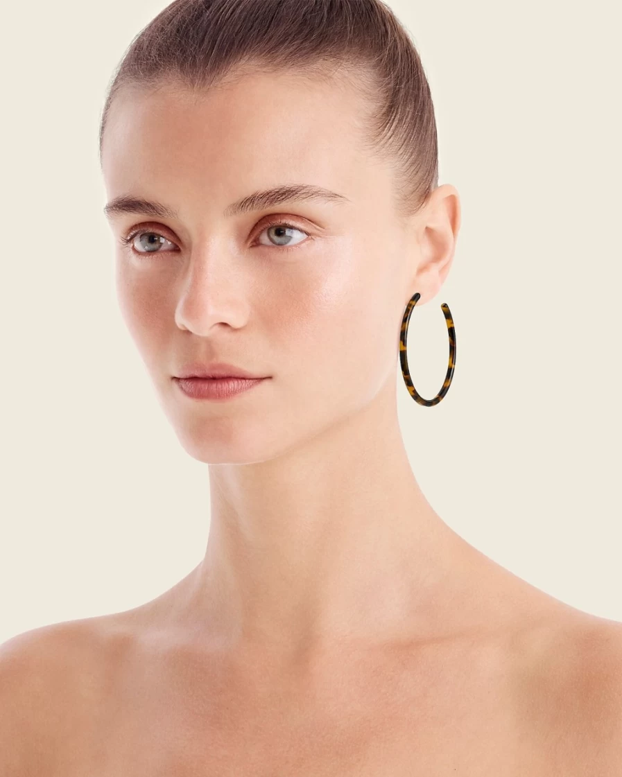 J.Crew Women's Tortoise Hoop Earrings | Classic Shell Design