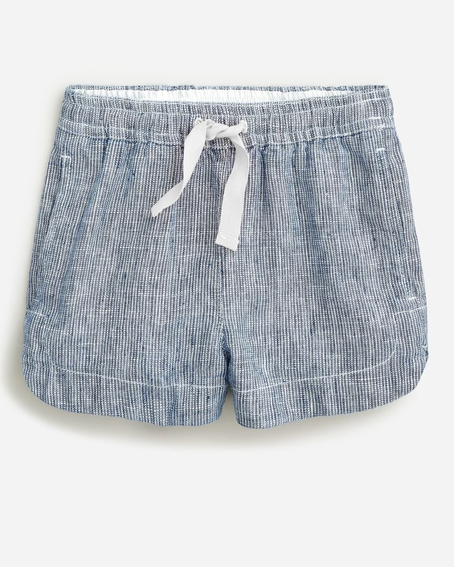 J.Crew Girls' Blue Chester Stripe Linen Fishtail-Hem Shorts