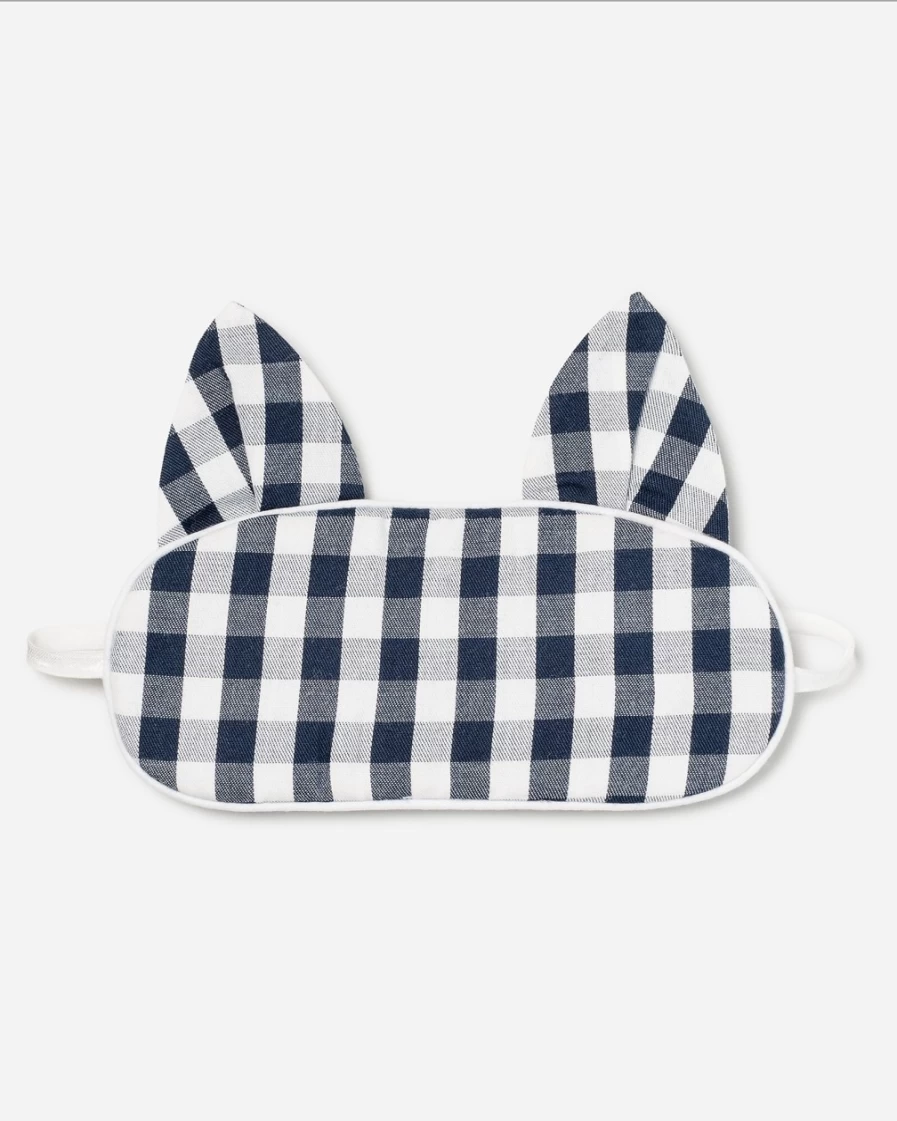J.Crew Girls' Navy Kitty Eye Mask - Petite Plume™ Gingham Sleep Mask for Kids