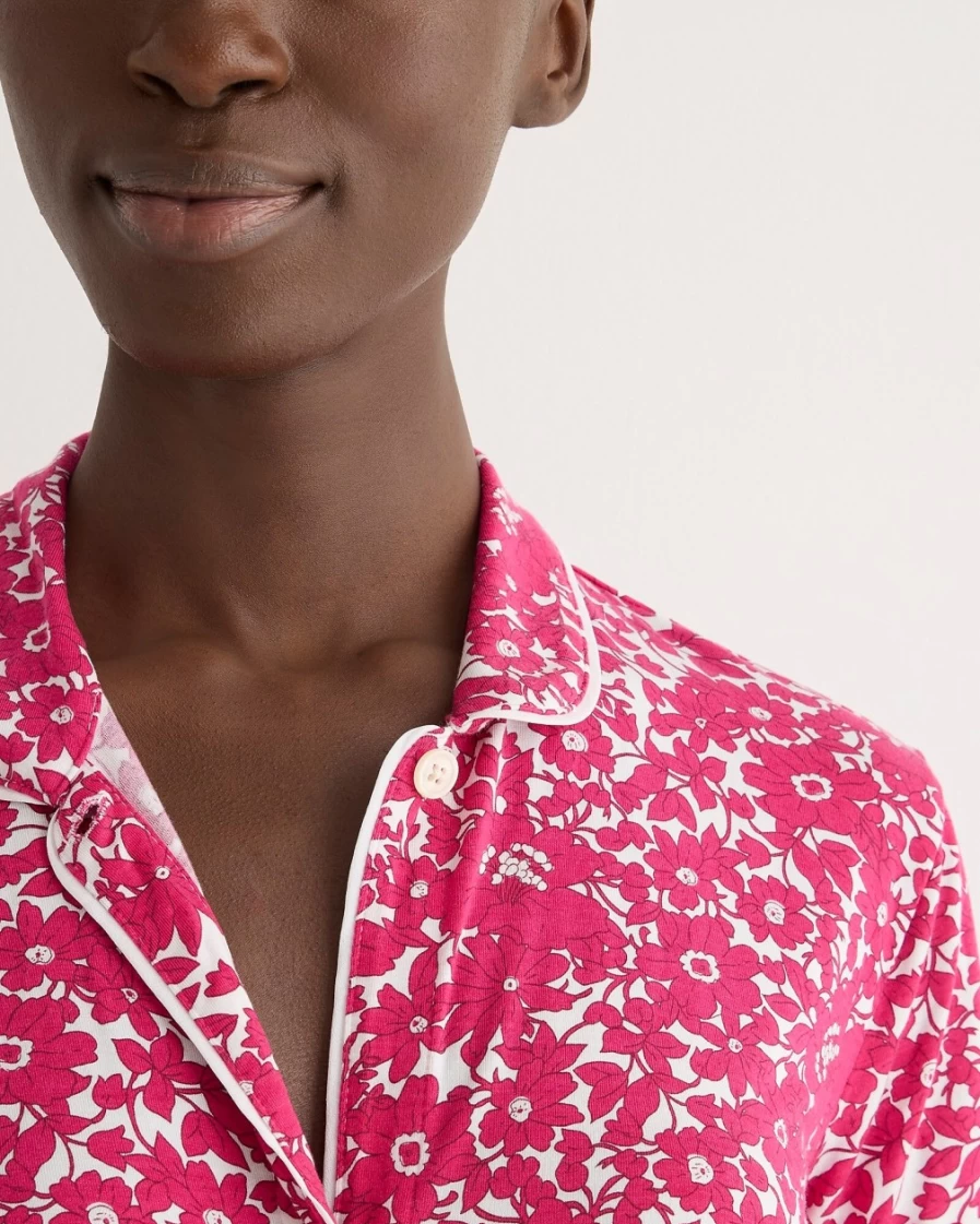 J.Crew Women's Festival Pink Eco Dreamiest Short-Sleeve Pajama Set - Blushing Meadow Print