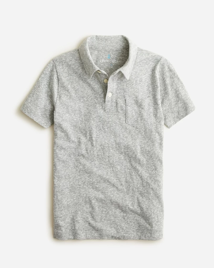 J.Crew Boys' Heather Grey Short-Sleeve Polo Shirt with Pocket