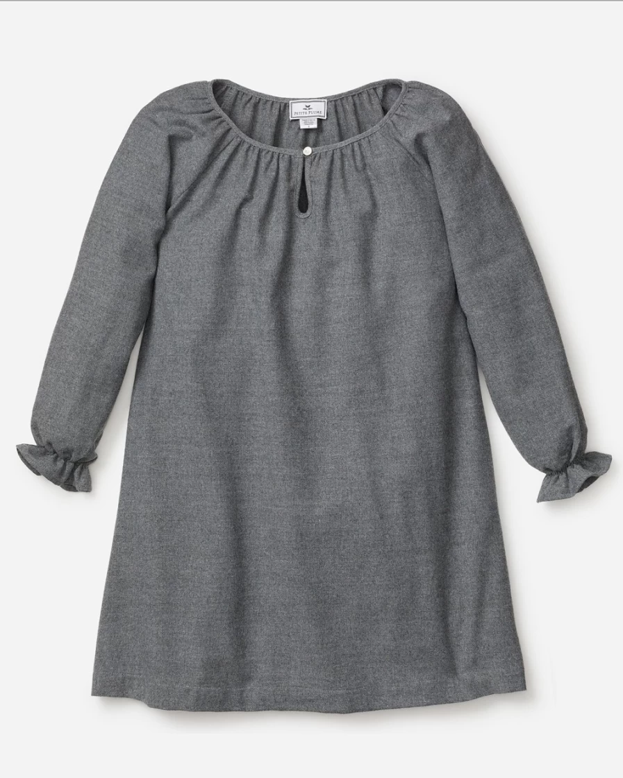 J.Crew Girls' Grey Flannel Delphine Nightgown - Petite Plume™ Sleepwear