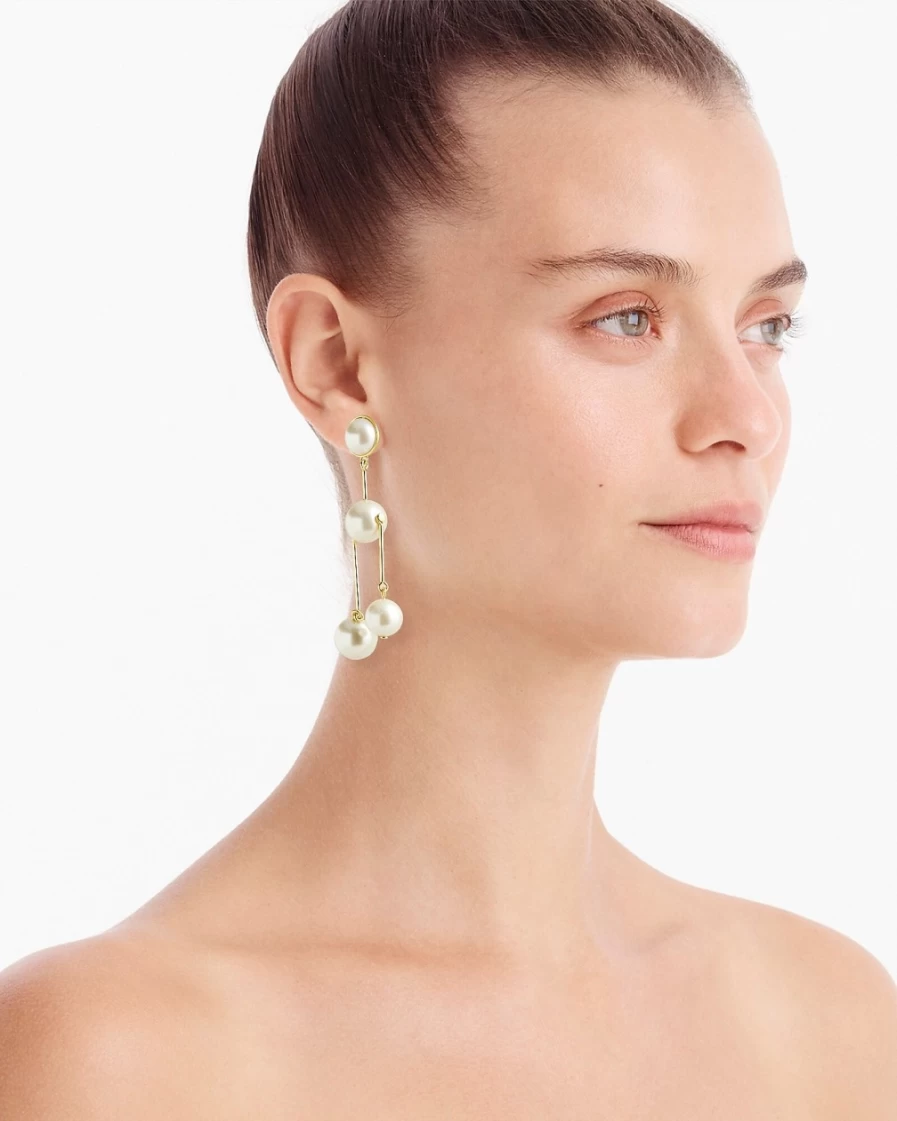 J.Crew Pearl Pendant Earrings for Women - Elegant Dangling Jewelry