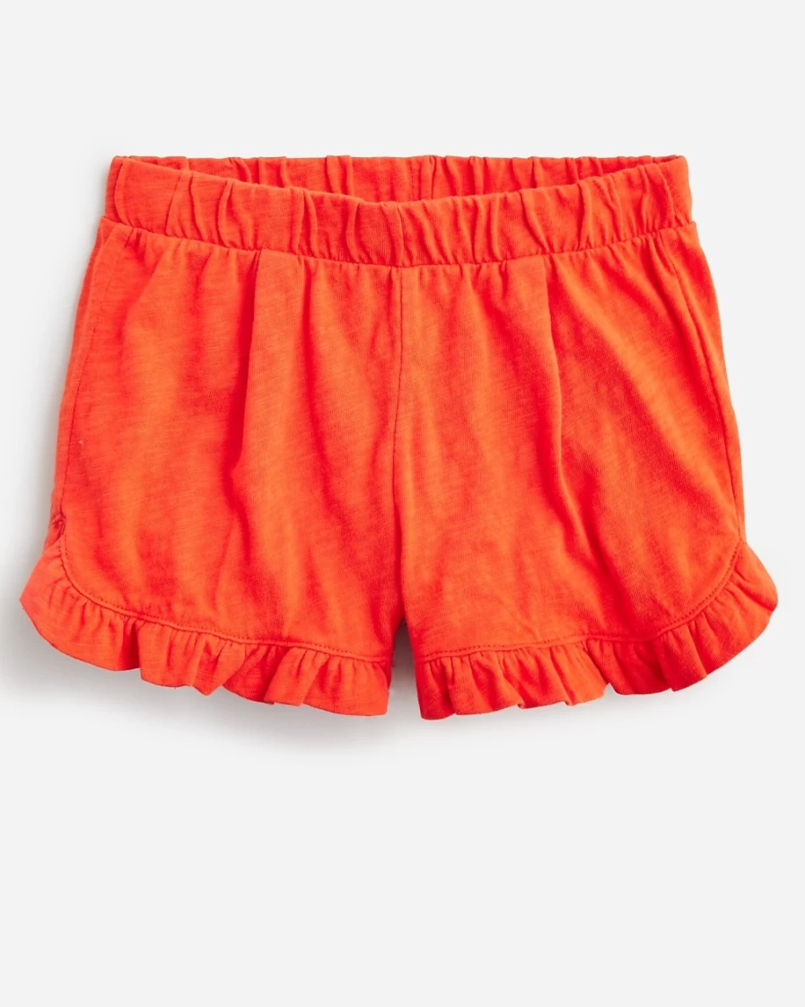 J.Crew Girls' Guaraná Slub Cotton Ruffle-Trim Shorts | Casual Comfort for Kids