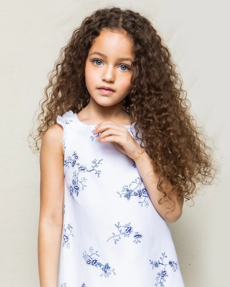 J.Crew Petite Plume Girls' Amelie Nightgown - White Multi Floral Print Sleepwear for Girls