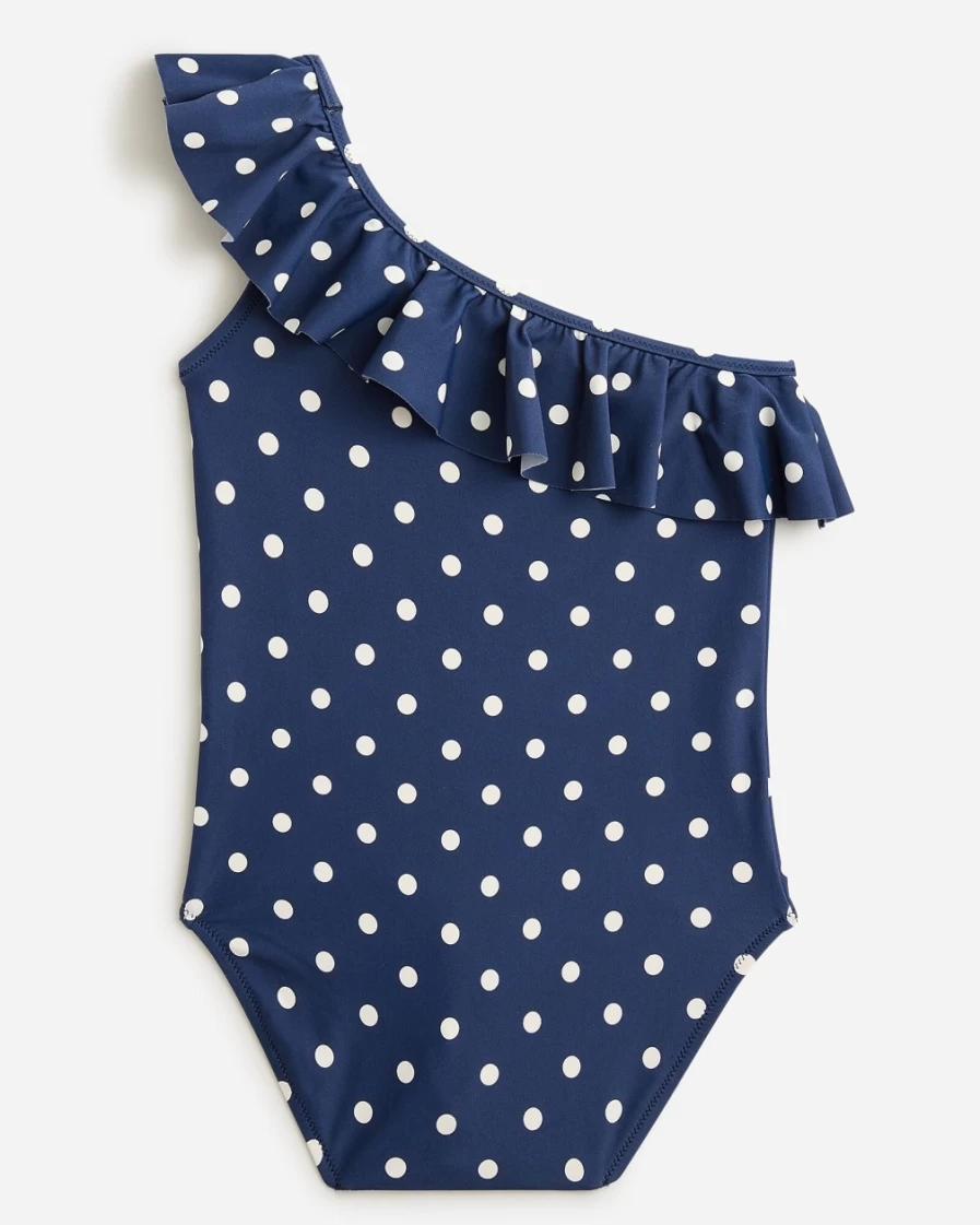J.Crew Girls' Dark Evening One-Shoulder UPF 50+ One-Piece Swimsuit for Kids