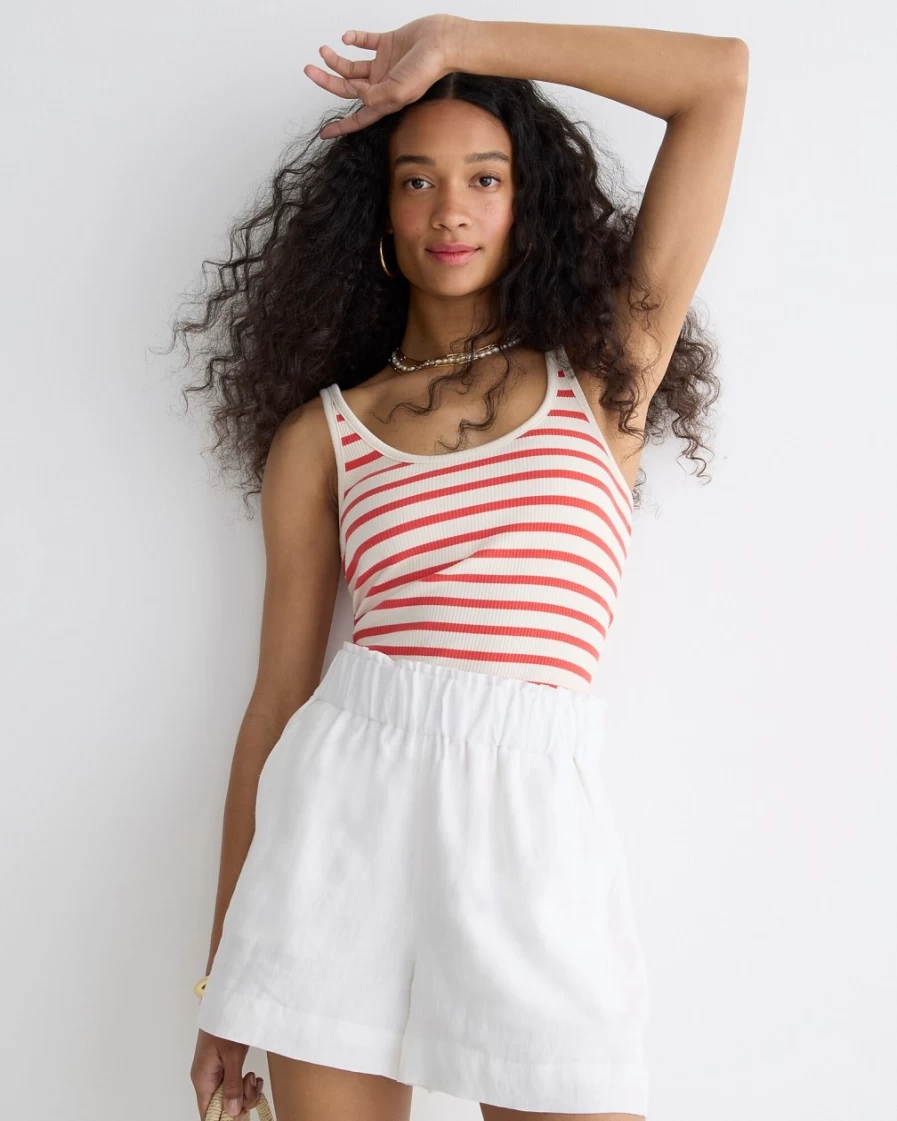 J.Crew Women's White Linen Pull-On Shorts | Comfortable & Stylish Summer Wear