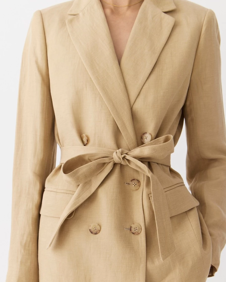 J.Crew Women's Harvest Flax Double-Breasted Linen-Cupro Blazer Jacket
