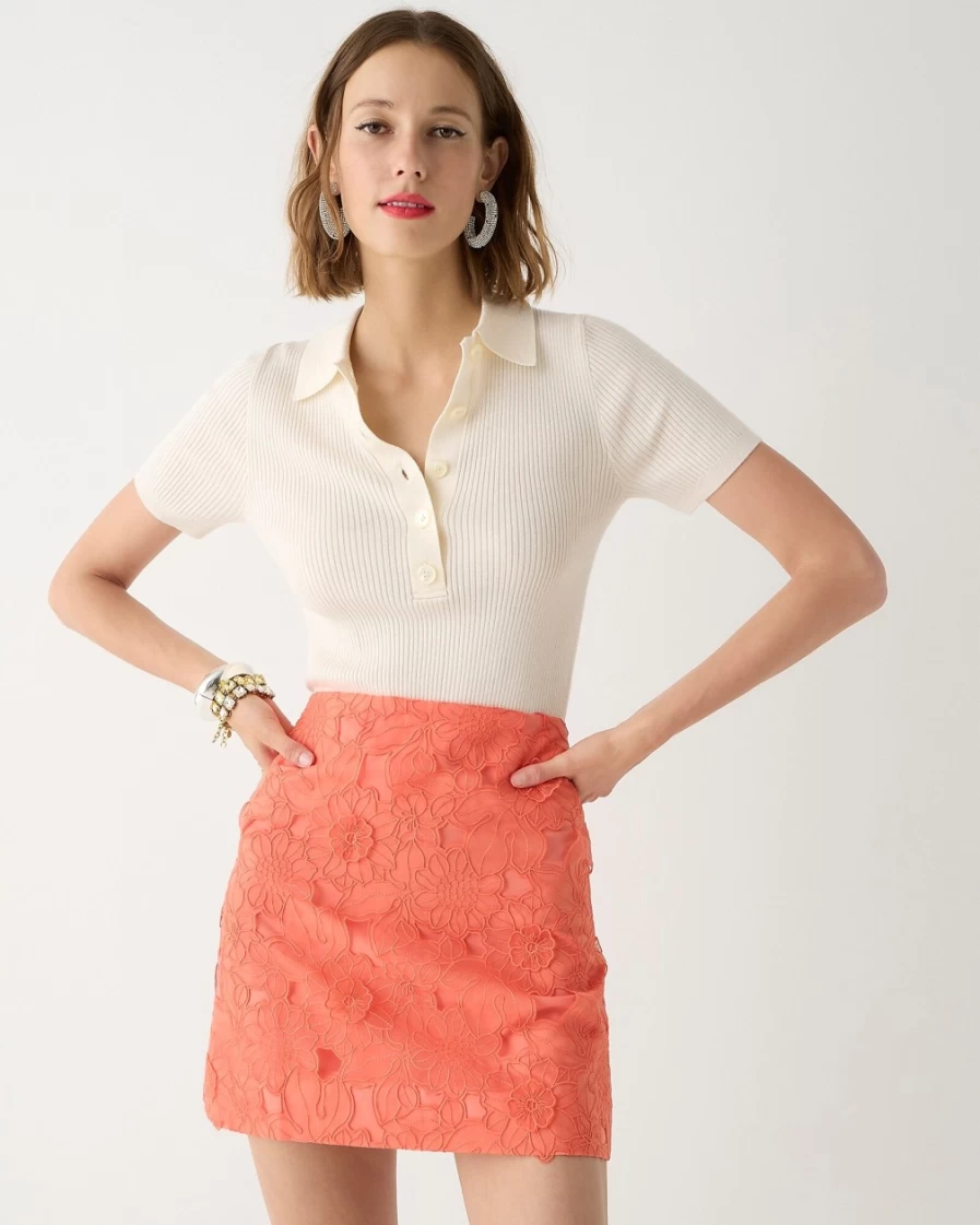 J.Crew Women's Fire Lily Lace Appliqué Mini Skirt