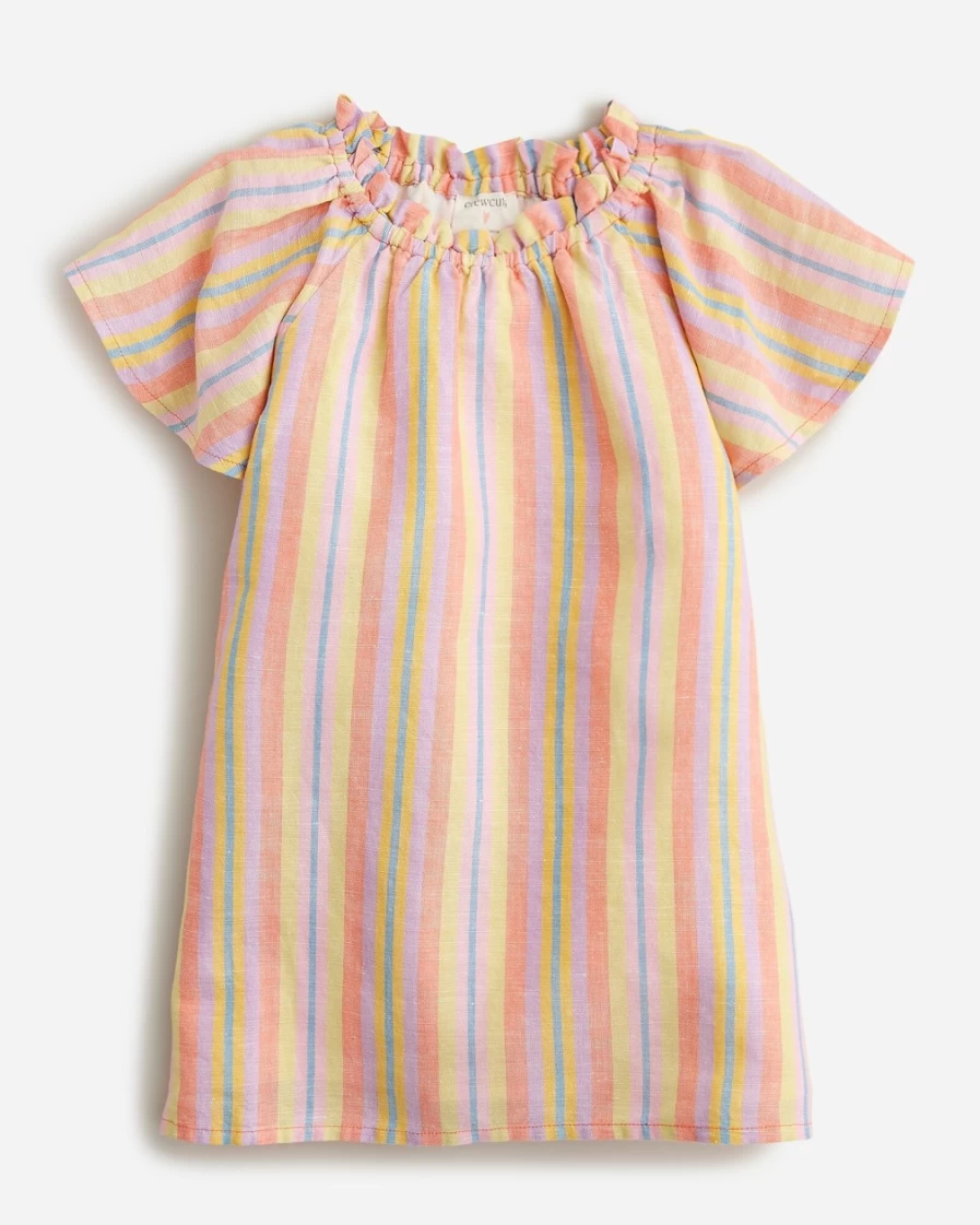 J.Crew Girls' Flutter-Sleeve Linen Blend Top in Fragrant Orange