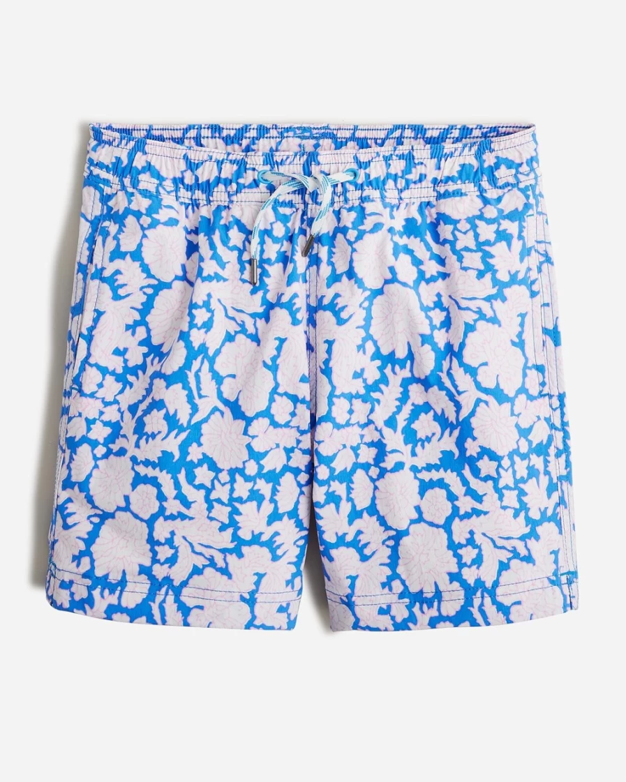 J.Crew Boys' Blue Floral Printed Swim Trunks | Sz Blockprints™ X Crewcuts Collection