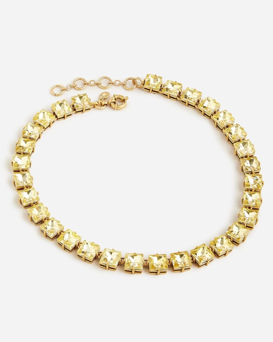 J.Crew Women's Lemon Sorbet Square Faceted Crystal Necklace
