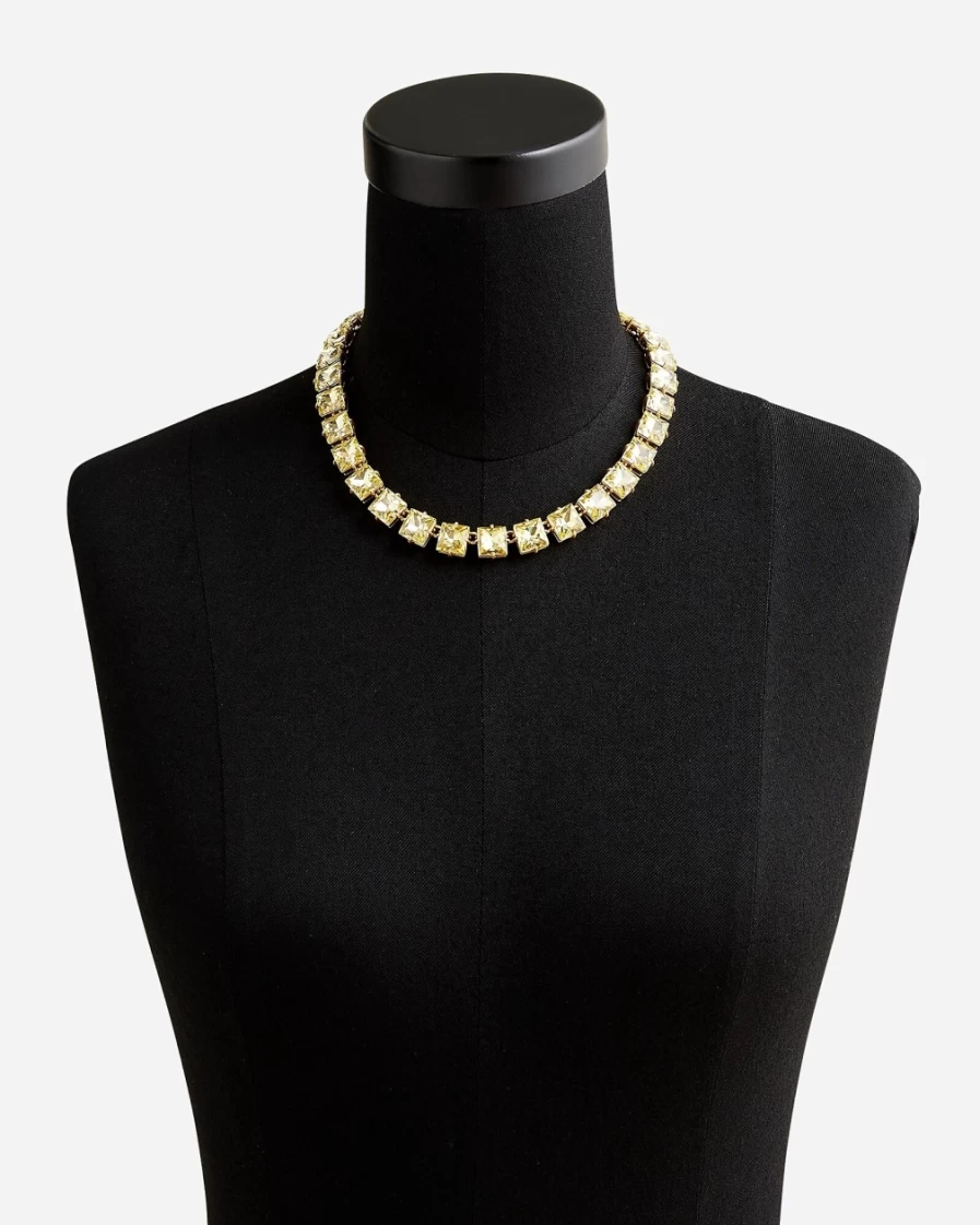 J.Crew Women's Lemon Sorbet Square Faceted Crystal Necklace