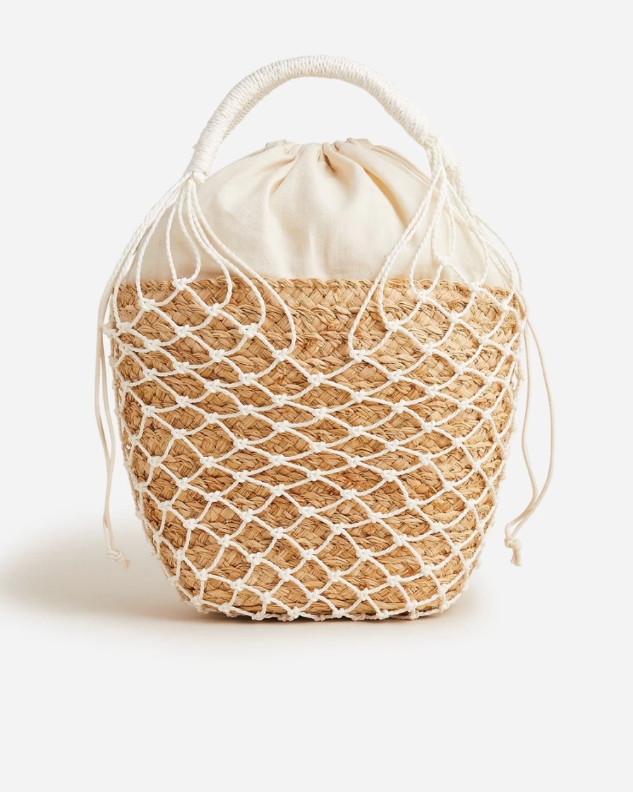 J.Crew Women's Ivory Straw Sedona Basket Bag