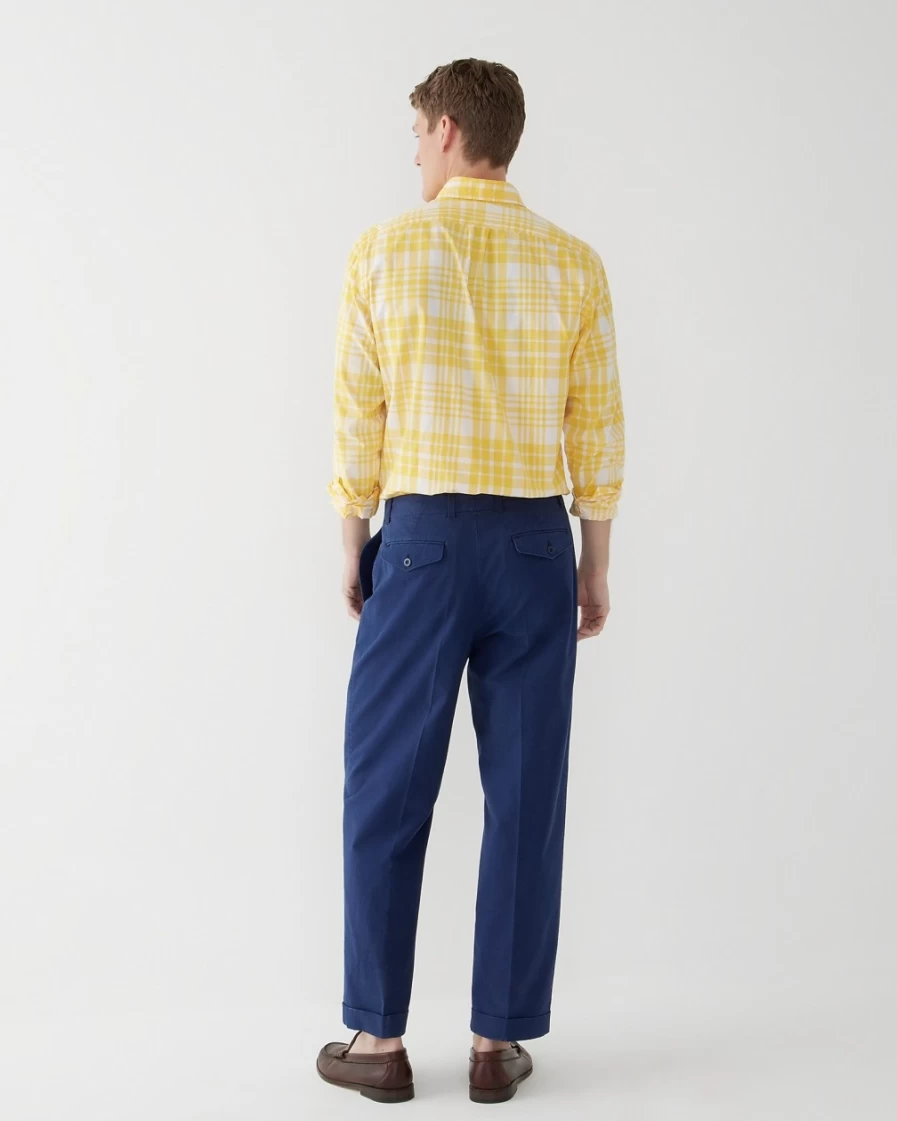 J.Crew Men's Navy Ripstop Cotton Pleated Suit Pants