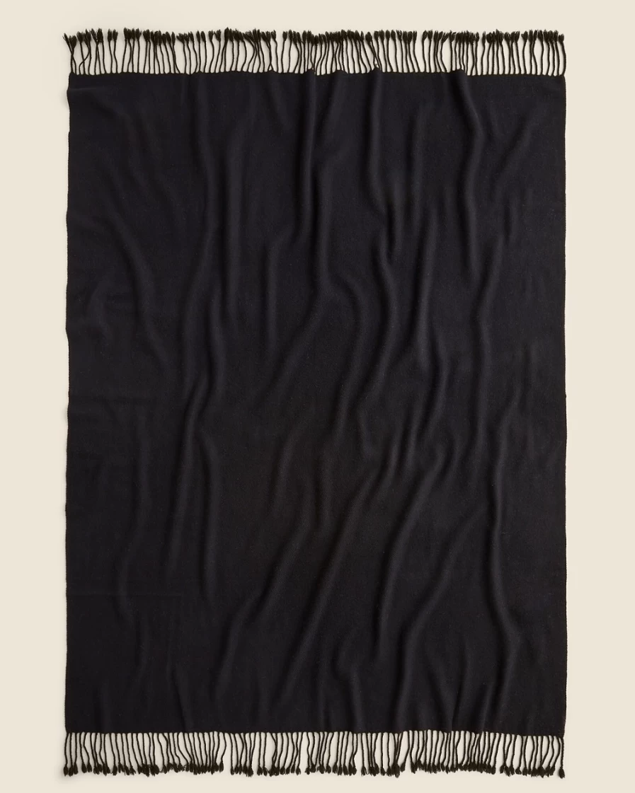 J.Crew Black Solid Cashmere Throw - Luxurious Soft Blanket for Home & Gifting