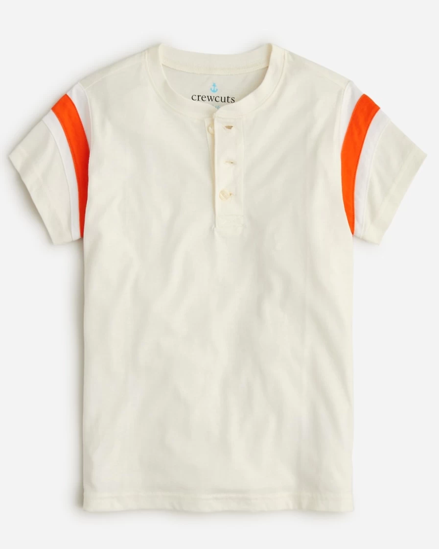 J.Crew Boys' Ivory Short-Sleeve Football Henley Tee for Kids