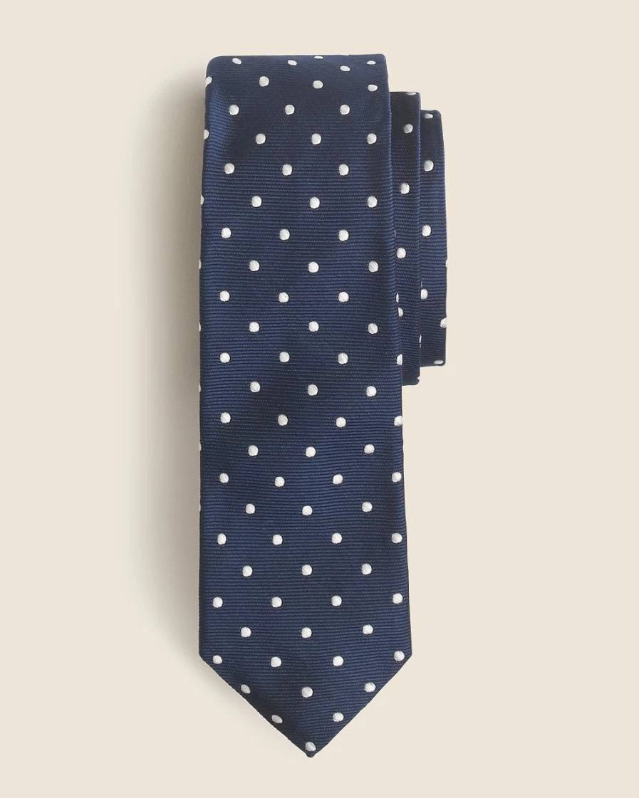 J.Crew Men's Navy & White Italian Silk Repp Dot Tie