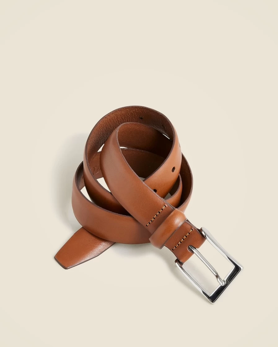 J.Crew Men's English Tan Italian Leather Dress Belt for Formal Wear