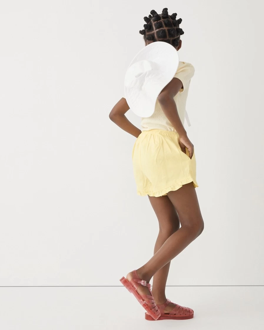 J.Crew Girls' Cockatiel Ruffle Pull-On Chino Shorts for Toddlers