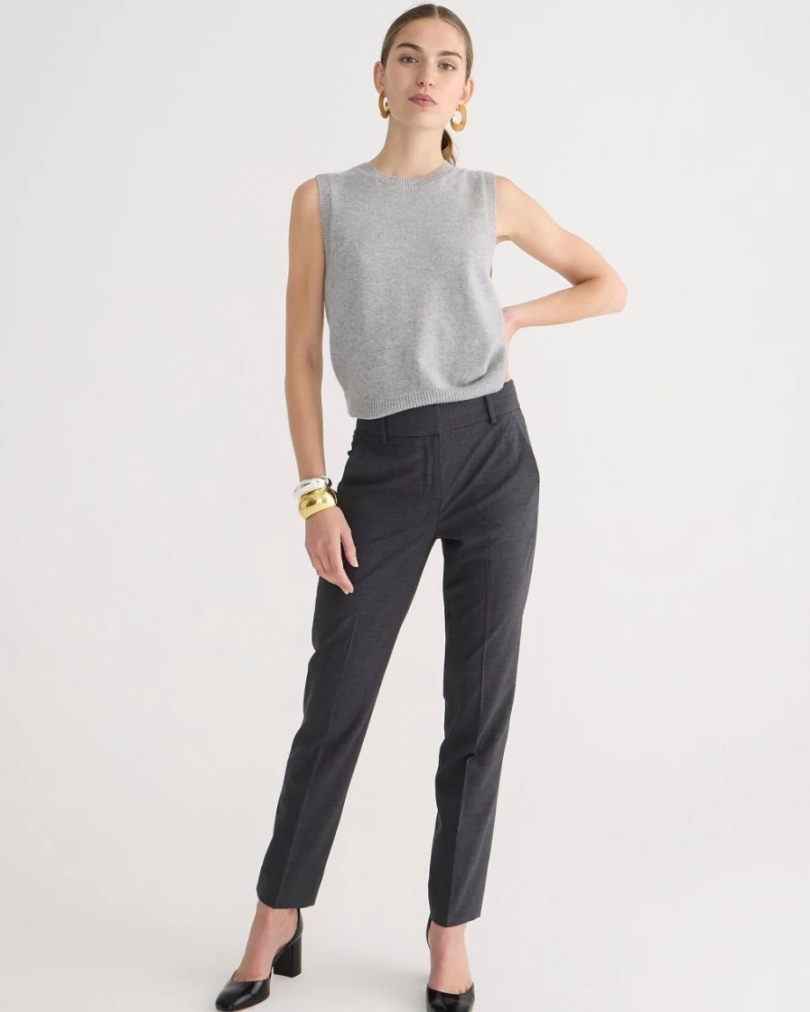 J.Crew Women's Cameron Slim Crop Pant in Italian Stretch Wool Blend - Heather Coal