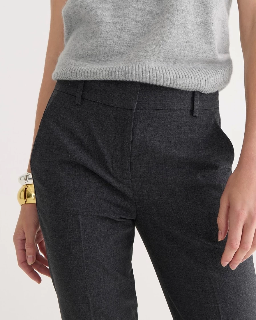 J.Crew Women's Cameron Slim Crop Pant in Italian Stretch Wool Blend - Heather Coal