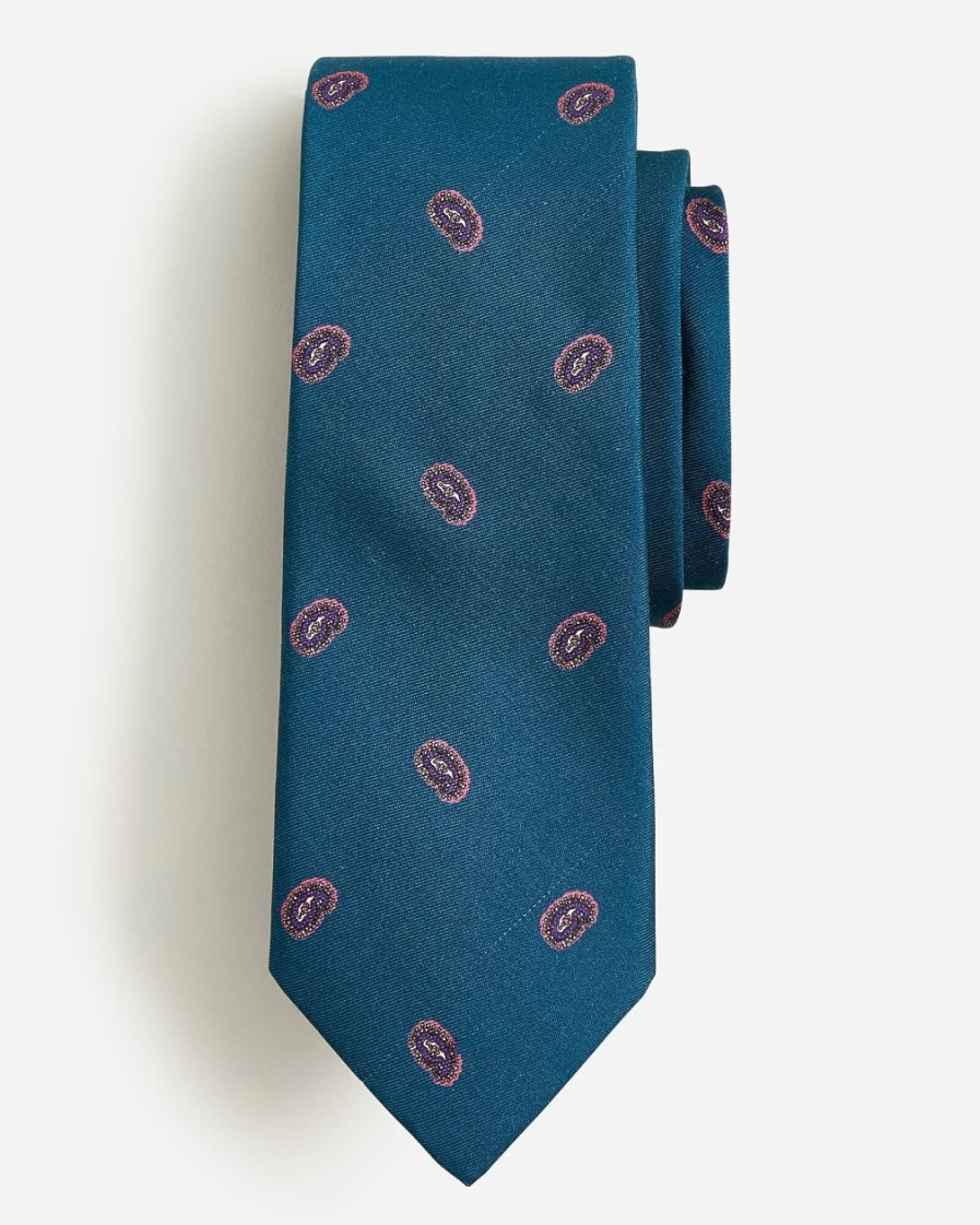 J.Crew Men's Navy Paisley Silk Tie for Formal Wear