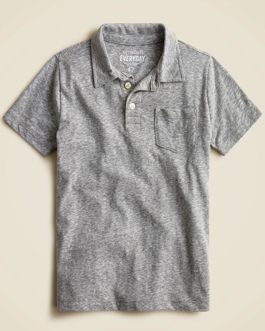J.Crew Boys' Heather Charcoal Polo Shirt - Soft Jersey Knit for Kids