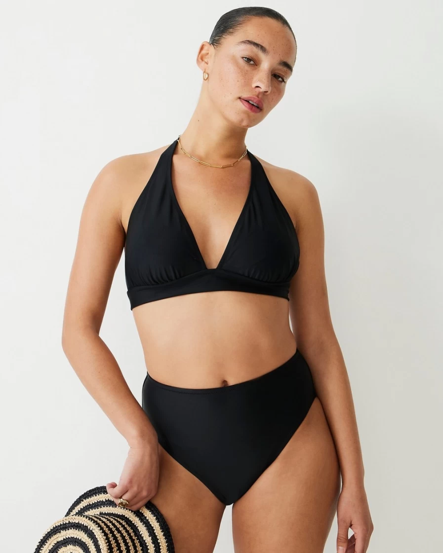 J.Crew Women's Black Dd Halter Tie-Back Bikini Top - Swimwear for Women