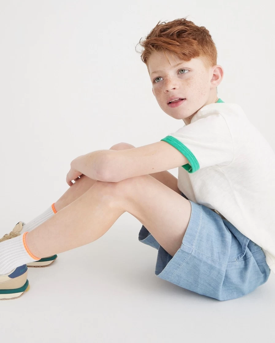 J.Crew Boys' Ivory Short-Sleeve Ringer T-Shirt for Kids