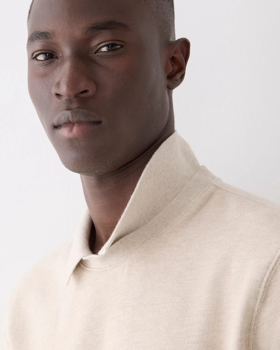 J.Crew Men's Navy Piqué Fleece Collared Sweatshirt - Comfortable & Stylish Pullover