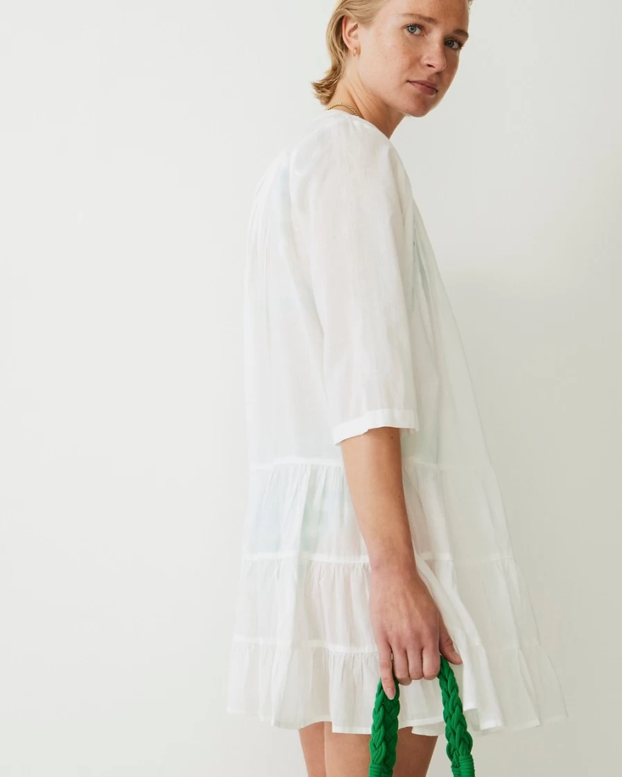 J.Crew Women's White Cotton Voile Button-Front Tiered Cover-Up Dress