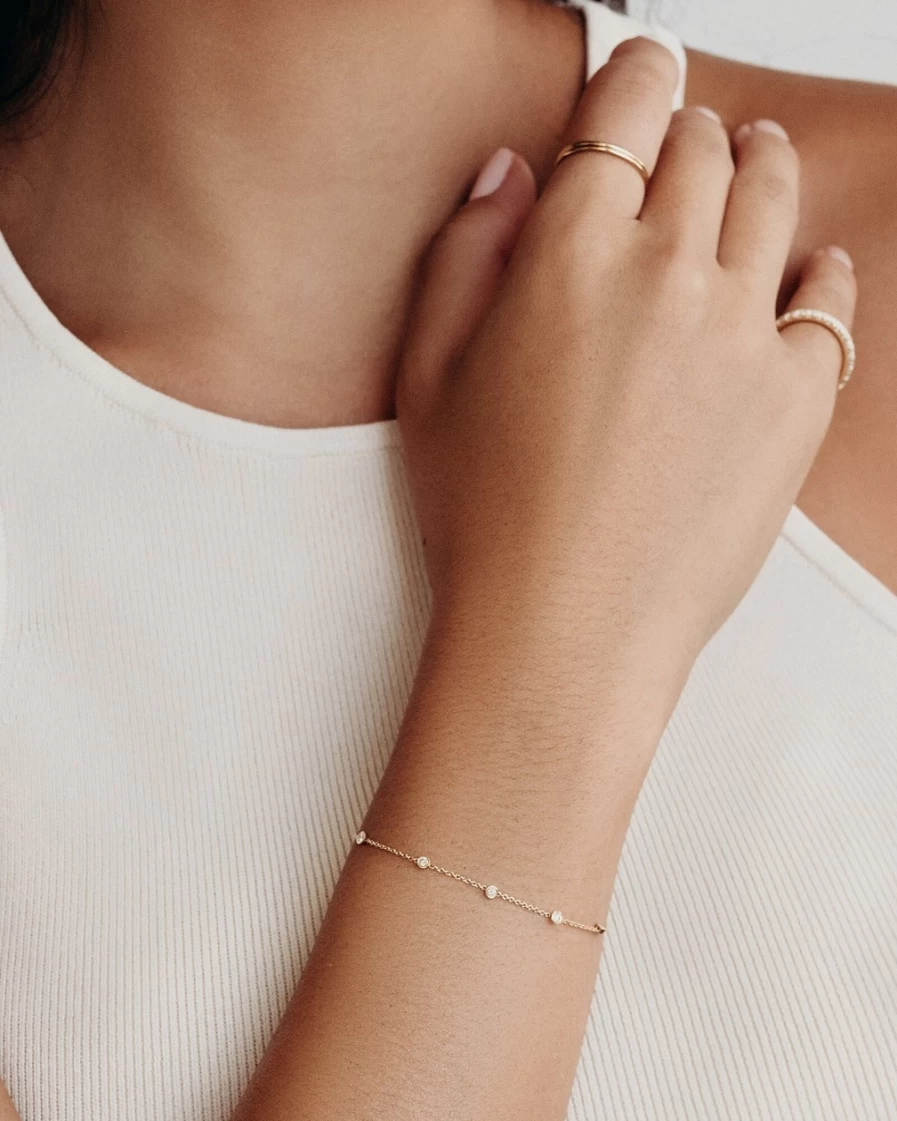 J.Crew Women's Gold Five-Diamond Bracelet – Elegant Bychari Design