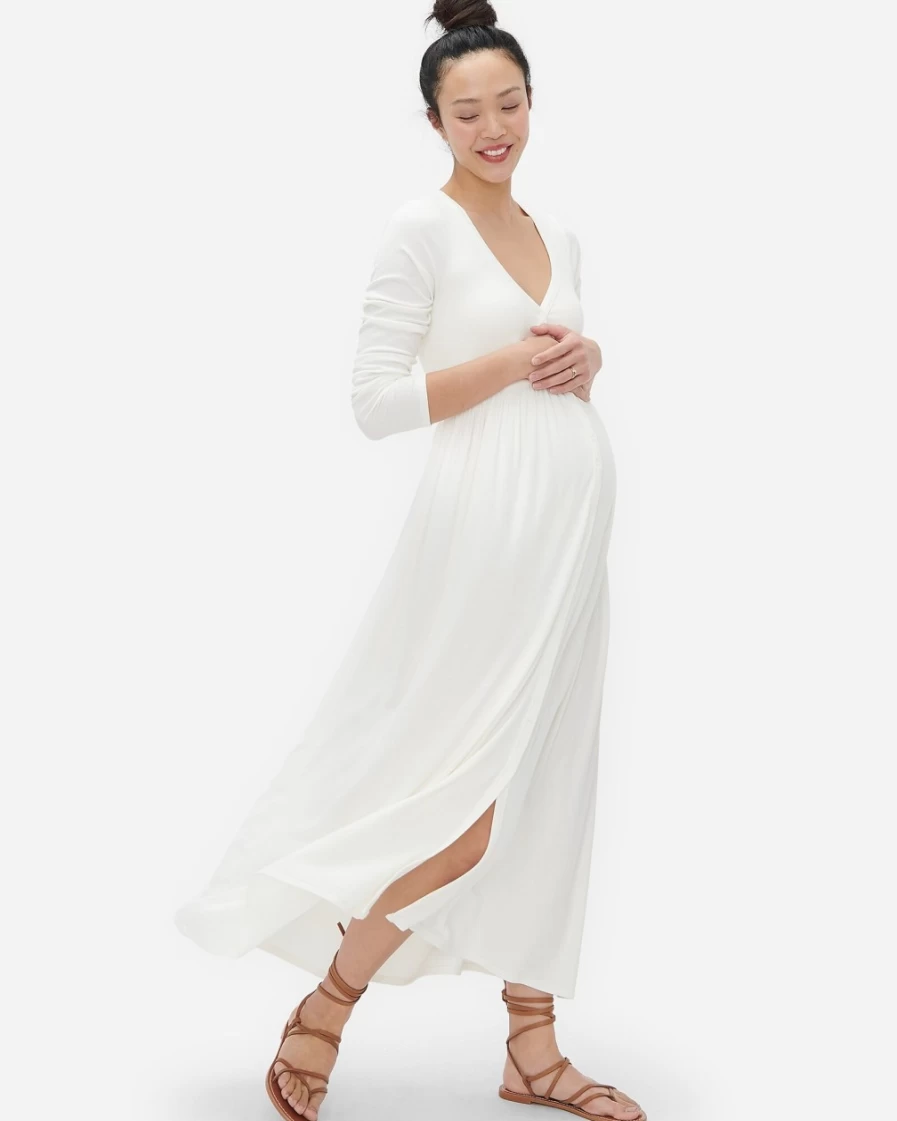 J.Crew Women's Ivory White Hatch® Softest-Rib Nursing Dress