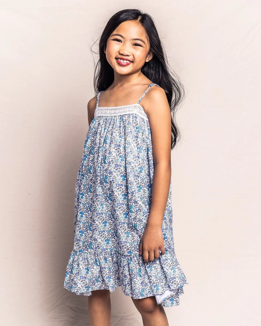 J.Crew Girls' Blue Fleur D'Azur Lily Nightgown - Petite Plume™ Sleepwear
