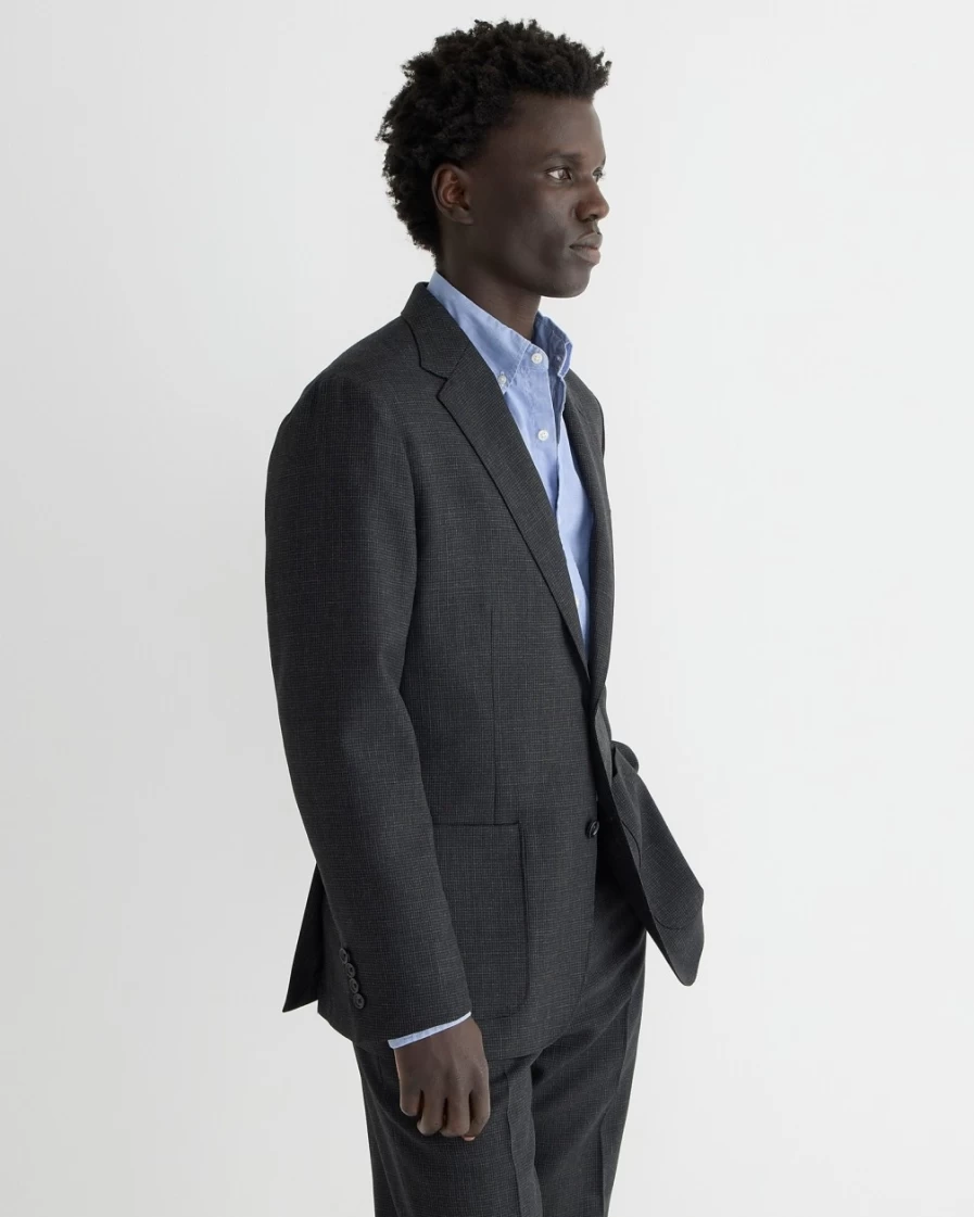 J.Crew Men's Crosby Classic-Fit Suit Jacket in English Wool - Charcoal Mini Check