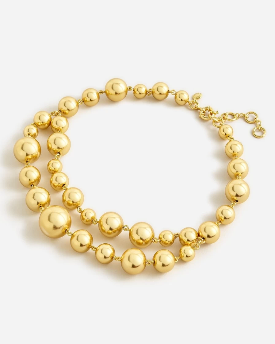 J.Crew Women's Burnished Gold Layered Metallic Ball Necklace