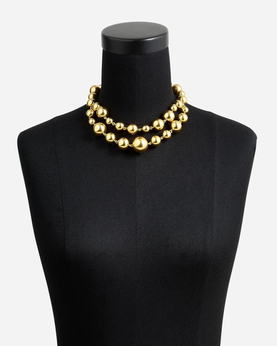 J.Crew Women's Burnished Gold Layered Metallic Ball Necklace