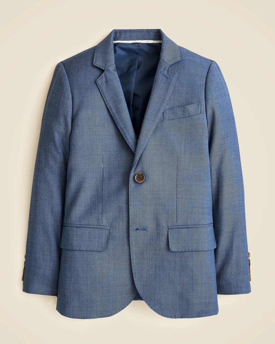 J.Crew Boys' Harbor Blue Ludlow Stretch Worsted Wool Blend Suit Jacket