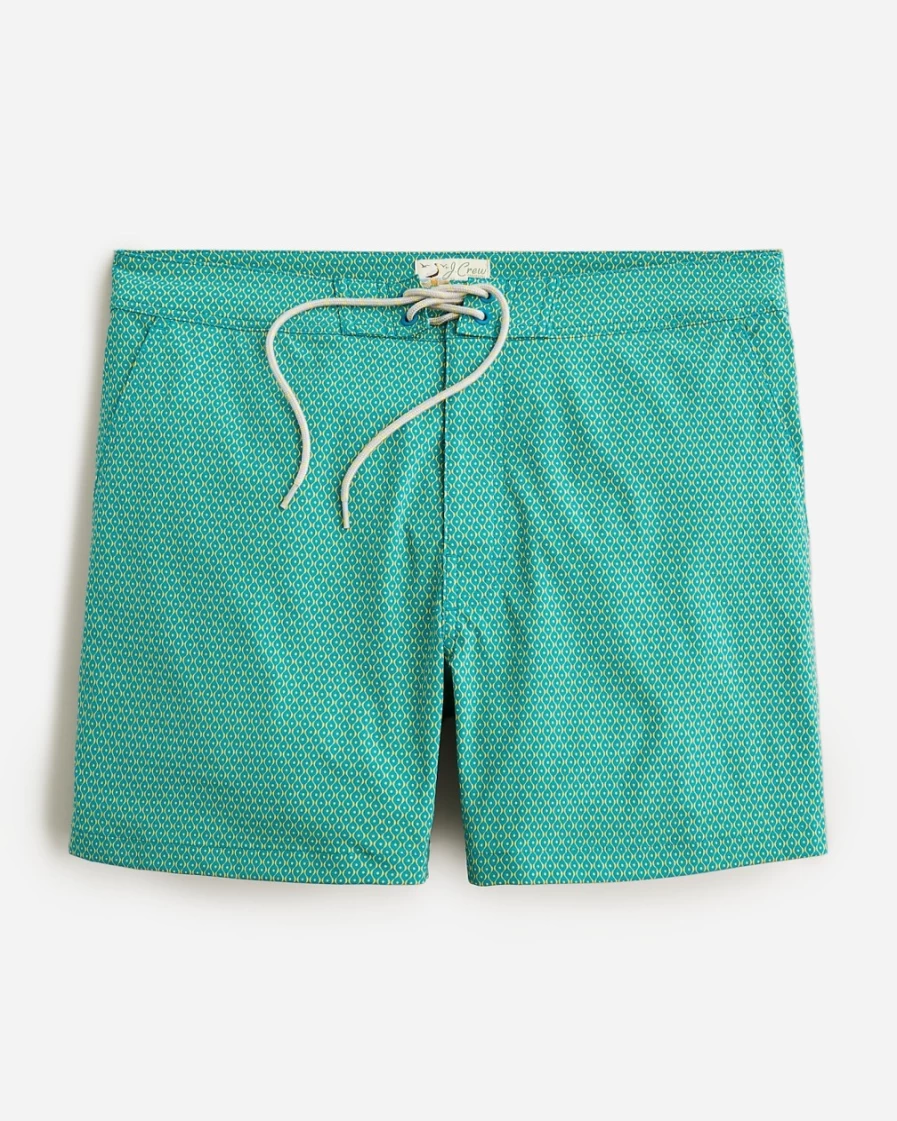 J.Crew Men's 5" Breaker Board Shorts in Twist Blue Yellow Print with Econyl® Nylon