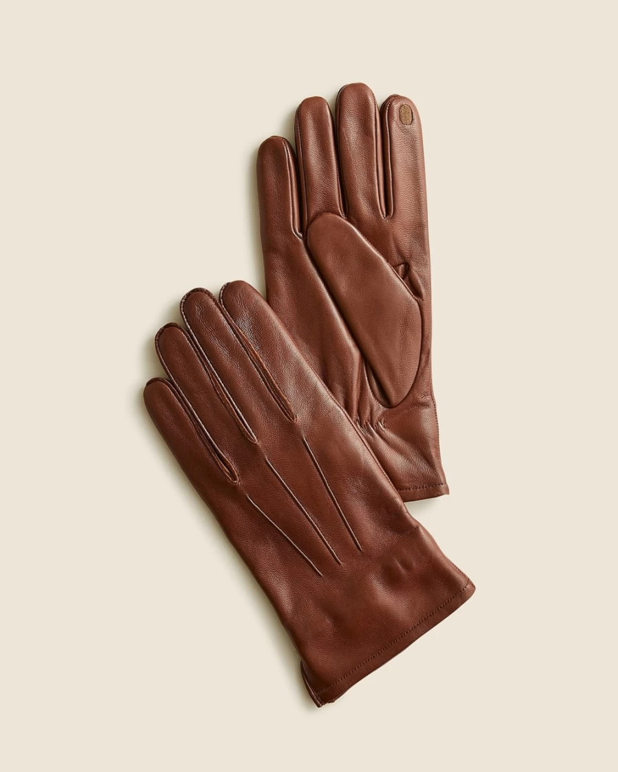 Men's J.Crew Burnished Sienna Cashmere-Lined Leather Gloves for Winter Warmth