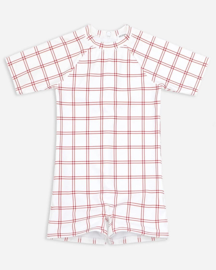 J.Crew Boys' Red Multi Minnow™ Short-Sleeve Rash Guard One-Piece Swimwear