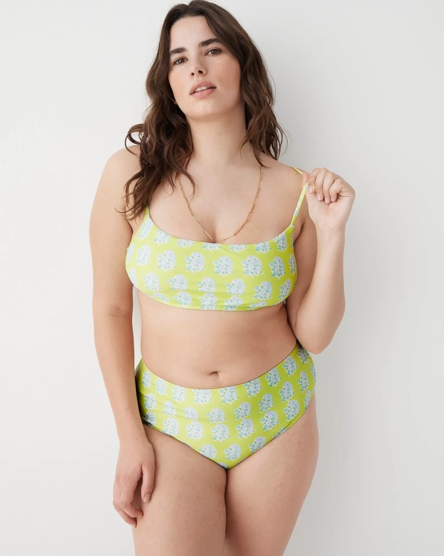 J.Crew Women's Green Paisley Squareneck Bikini Top | Sz Blockprints™ Collaboration