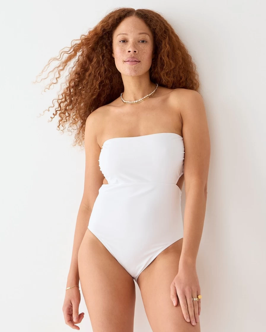 J.Crew Women's White Cutout Tie-Back One Piece Swimsuit
