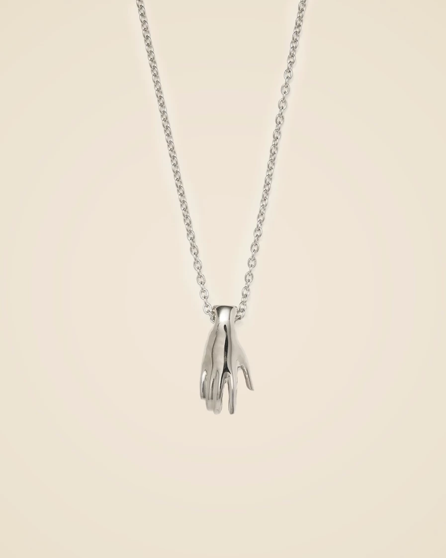 J.Crew Silver Lady Grey Hand Necklace for Women - Elegant Sterling Silver Jewelry